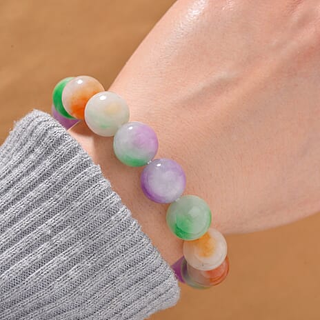 Very Rare - Multi Colour Burmese Jadeite Bracelet Stretchable Bracelet 270.00 Ct