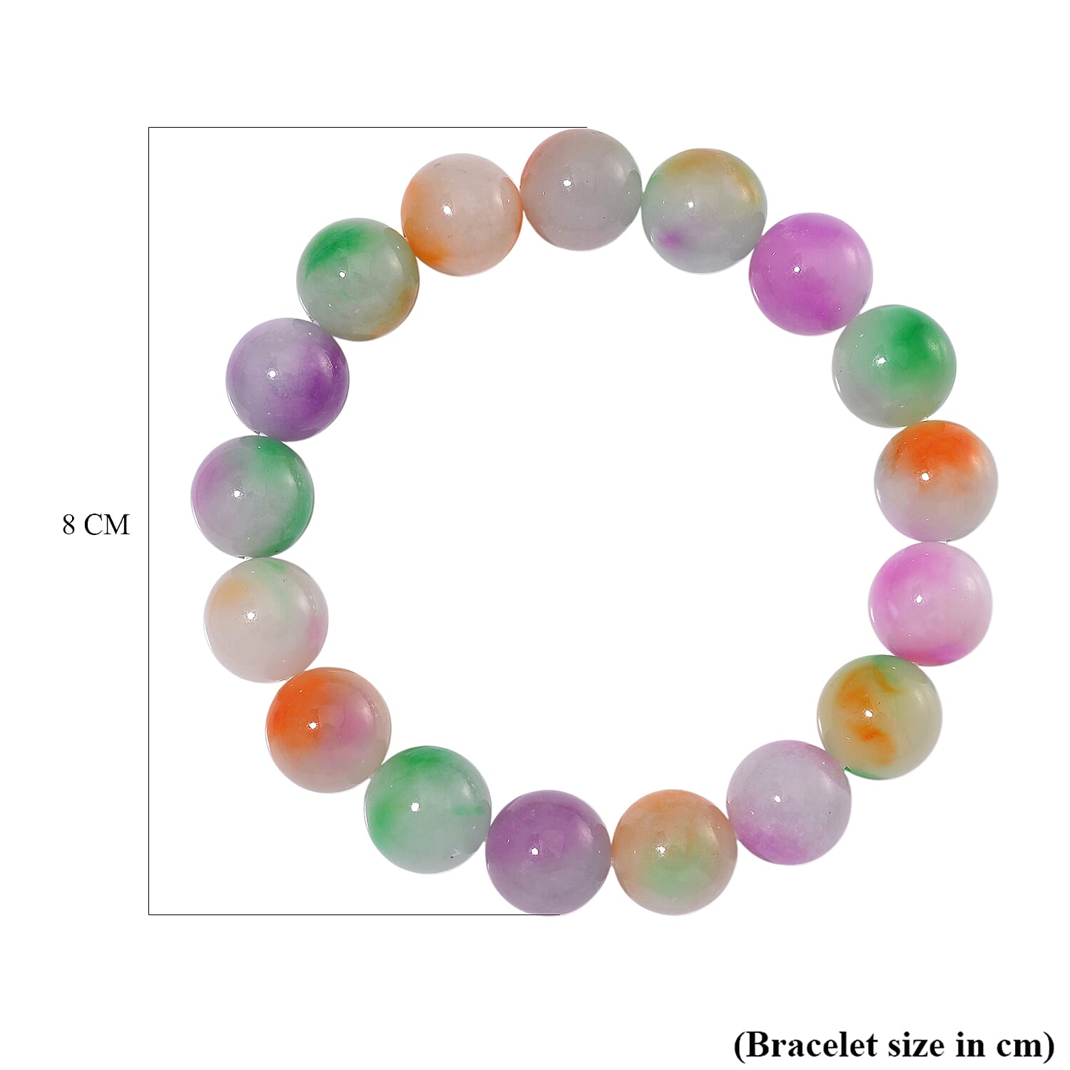 Very Rare - Multi Colour Jadeite Bracelet Stretchable ( 6-10) Bracelet 270.00 Ct