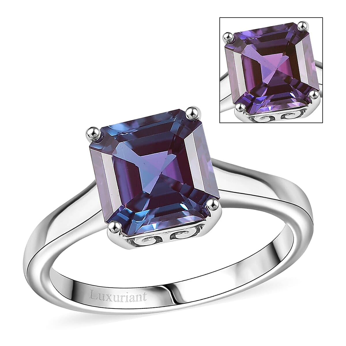 10K White Gold AAA Lab Grown Alexandrite Solitaire Ring, Gold Wt.3.72 Gms  2.935  Ct.