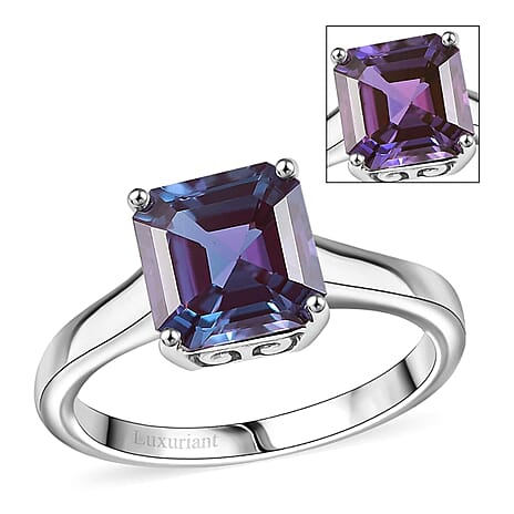 10K White Gold AAA Lab Grown Alexandrite Solitaire Ring, Gold Wt.3.72 Gms  2.935  Ct.