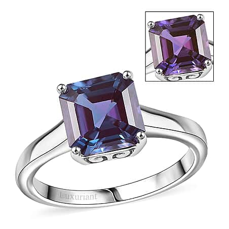 10K White Gold AAA Lab Grown Alexandrite Solitaire Ring, Gold Wt.3.72 Gms 2.935 Ct.
