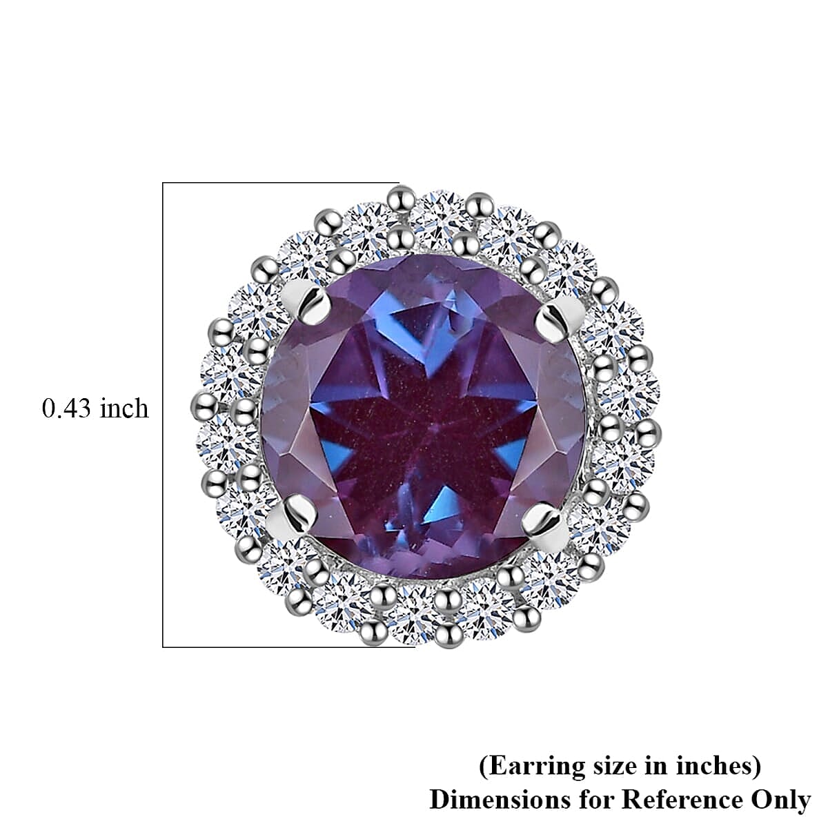 Luxuriant 9K White Gold AGI Certified AAA Lab Grown Alexandrite & Lab Grown Diamond Earring 3.79 Ct.