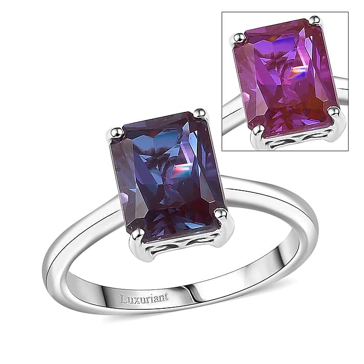Certified & Appraised LUXURIANT 3 Ct. AAA Lab Grown Alexandrite Octagon-Cut Solitaire Ring in 10K White Gold