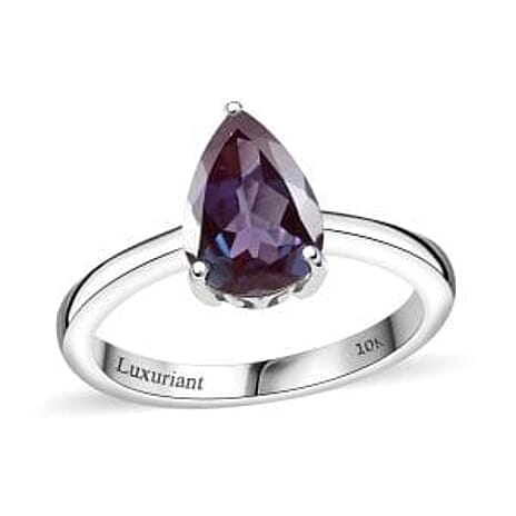 Luxuriant Diamond 10K White Gold AAA Lab Grown Alexandrite Ring, Gold Wt.3 Gms  2.055  Ct.