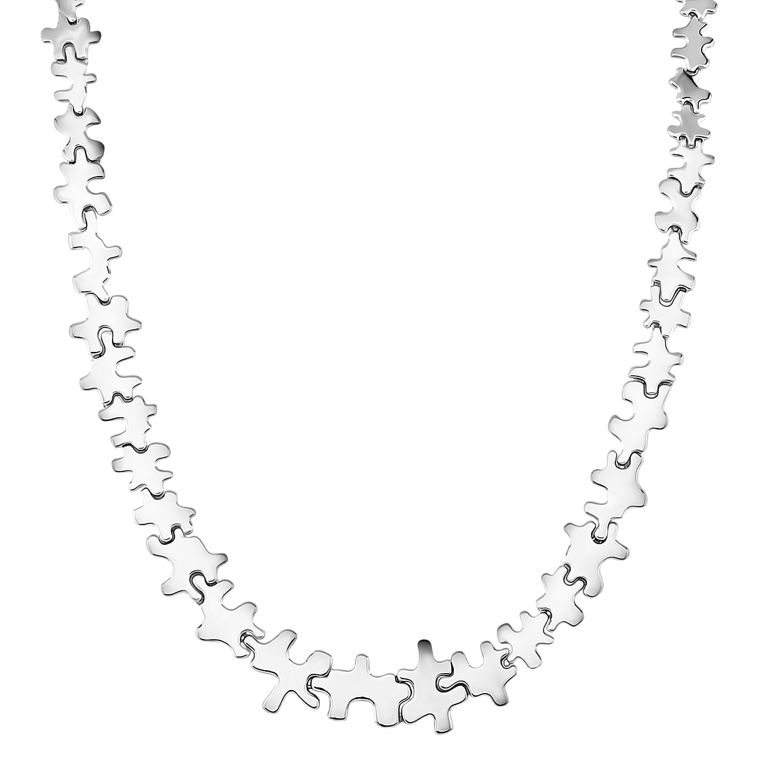 Lucy Q Jigsaw Collection - Rhodium Overlay Sterling Silver Necklace (Size 16-4 inch Ext.) Silver Wt. 34.60 Gms.