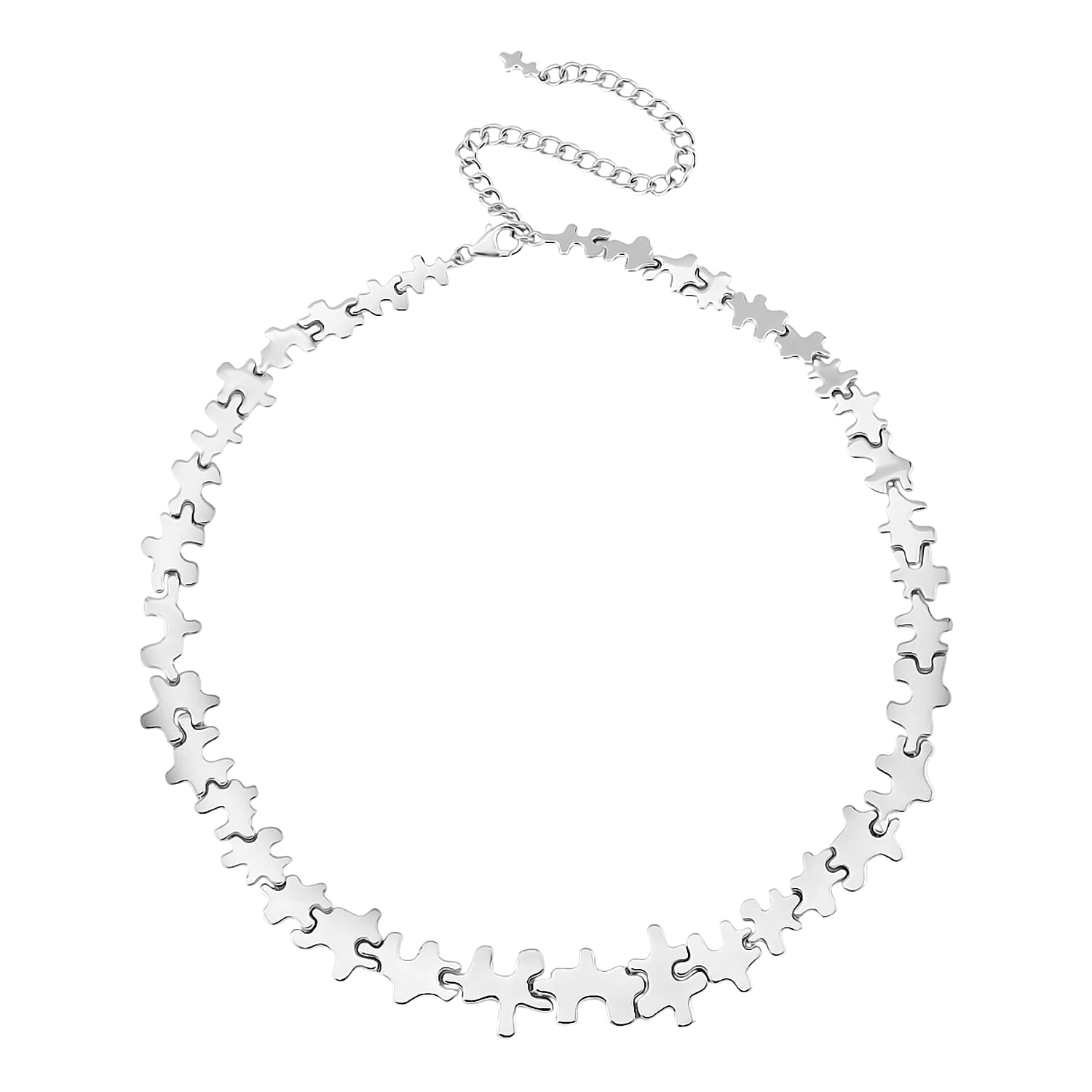 Lucy Q Jigsaw Collection - Rhodium Overlay Sterling Silver Necklace (Size 16-4 inch Ext.) Silver Wt. 34.60 Gms.