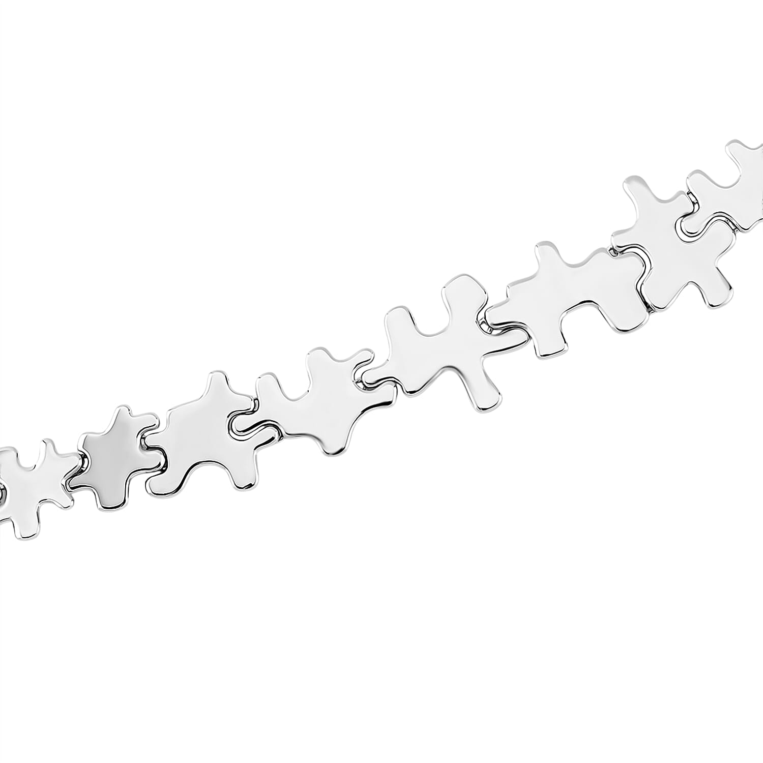 Lucy Q Jigsaw Collection - Rhodium Overlay Sterling Silver Necklace (Size 16-4 inch Ext.) Silver Wt. 34.60 Gms.