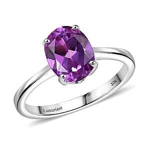 Certified & Appraised LUXURIANT AAA Lab Grown Purple Sapphire Solitaire Ring in 10K White Gold 2.41 Ct.
