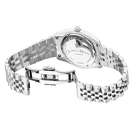 Jacques Du Manoir Inspiration Swiss Quartz Movt. 5ATM WR Blue Dial Ladies Watch with Silver Colour Stainless Steel Strap