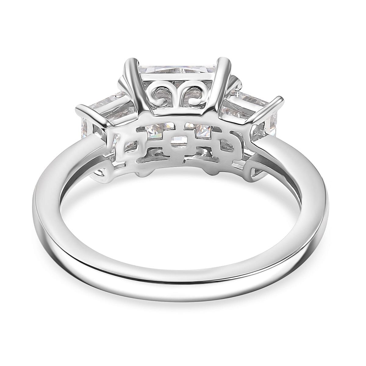Swarovski Zirconia Trilogy Ring in Rhodium Overlay Sterling Silver 5.56 Ct. Swarovski Zirconia Trilogy Ring in Rhodium Overlay Sterling Silver 5.56 Ct.