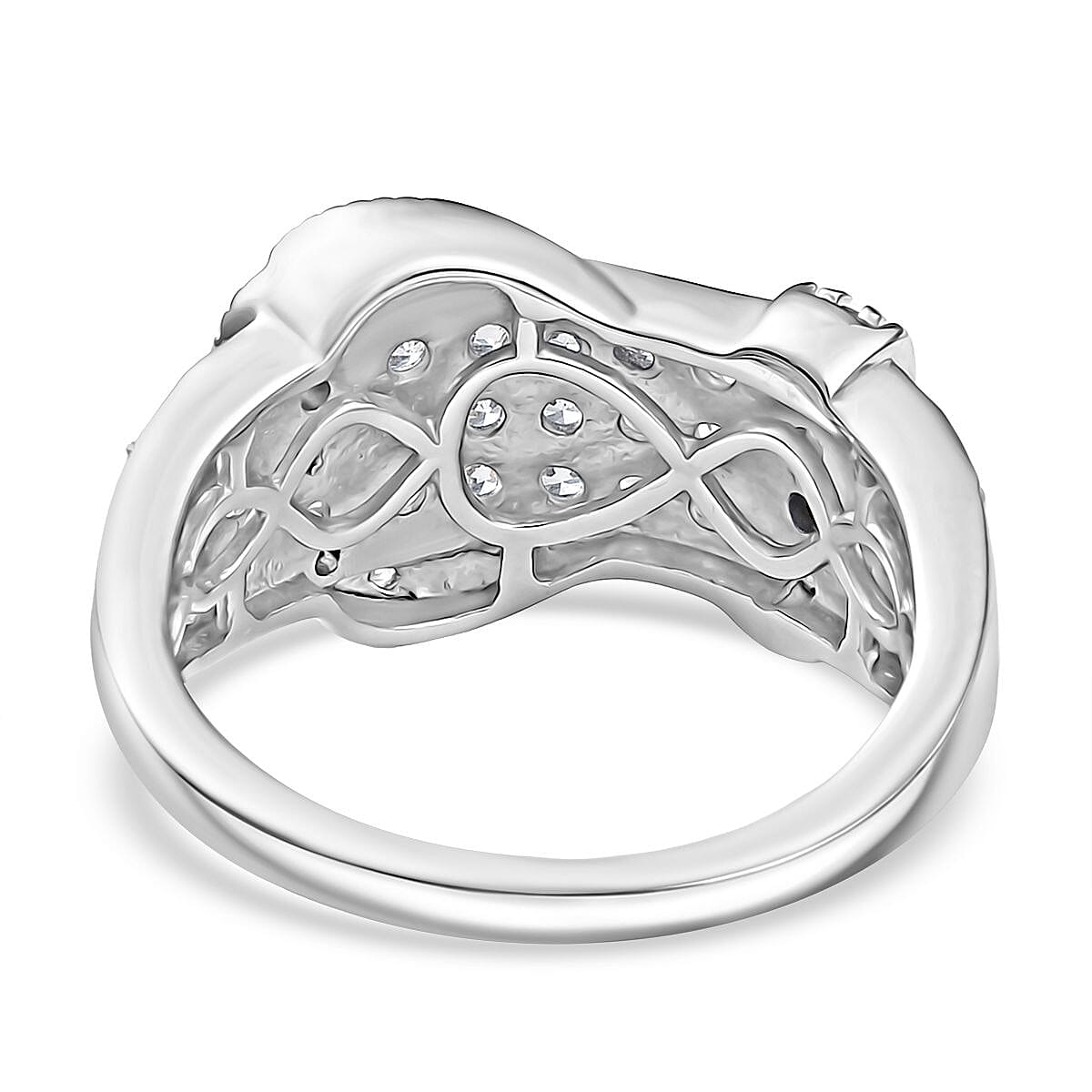 Swarovski Zirconia Buckle Ring in Rhodium Overlay Sterling Silver  1.78 Ct.