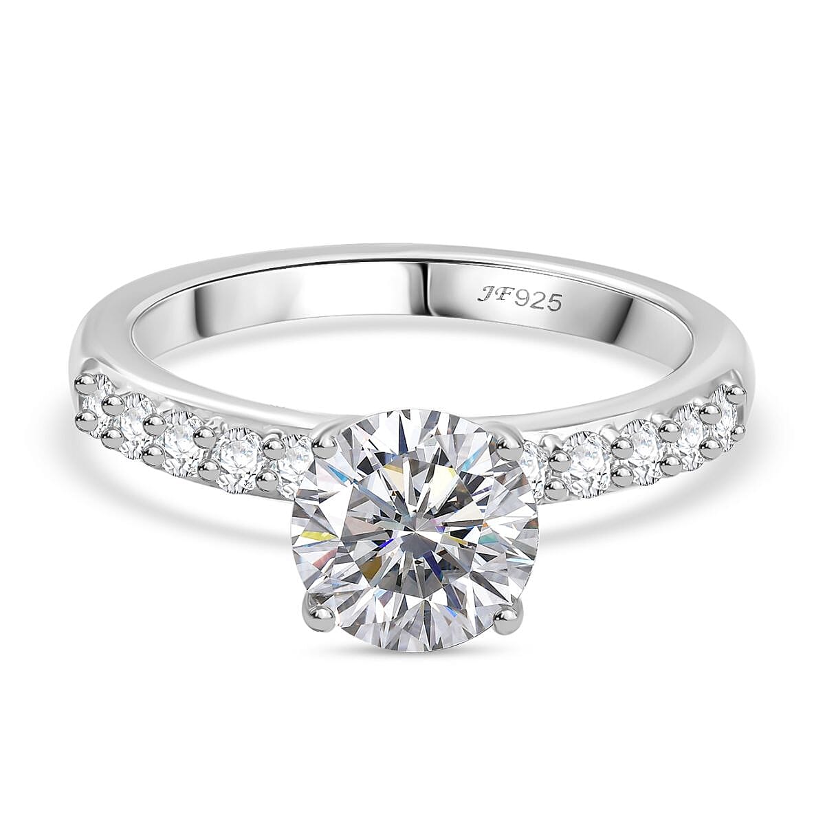 Swarovski Zirconia Solitaire Ring in Rhodium Overlay Sterling Silver  2.86 Ct.