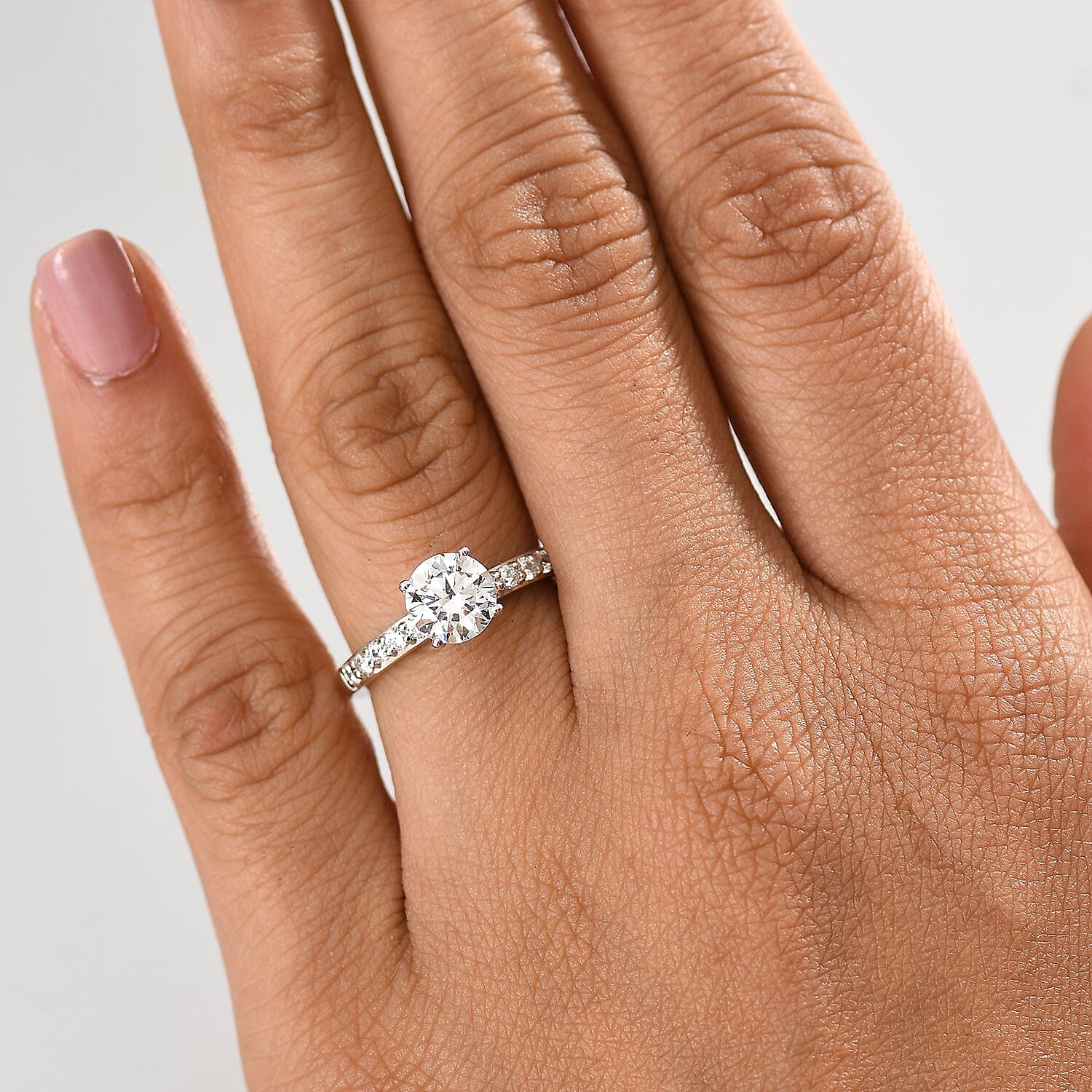 Swarovski Zirconia Solitaire Ring in Rhodium Overlay Sterling Silver  2.86 Ct.