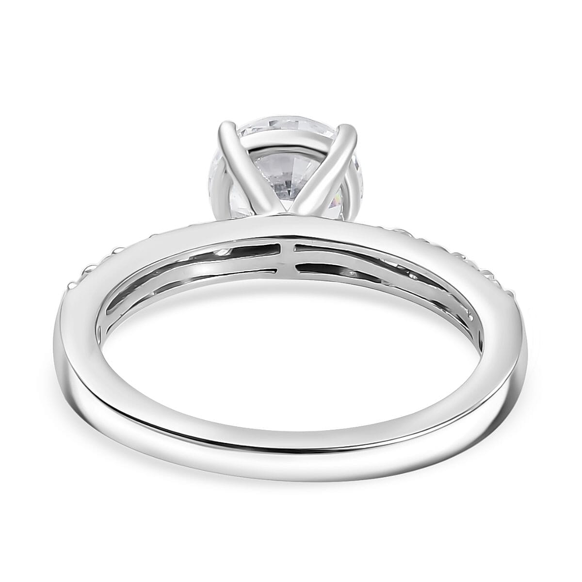 Swarovski Zirconia Solitaire Ring in Rhodium Overlay Sterling Silver  2.86 Ct.