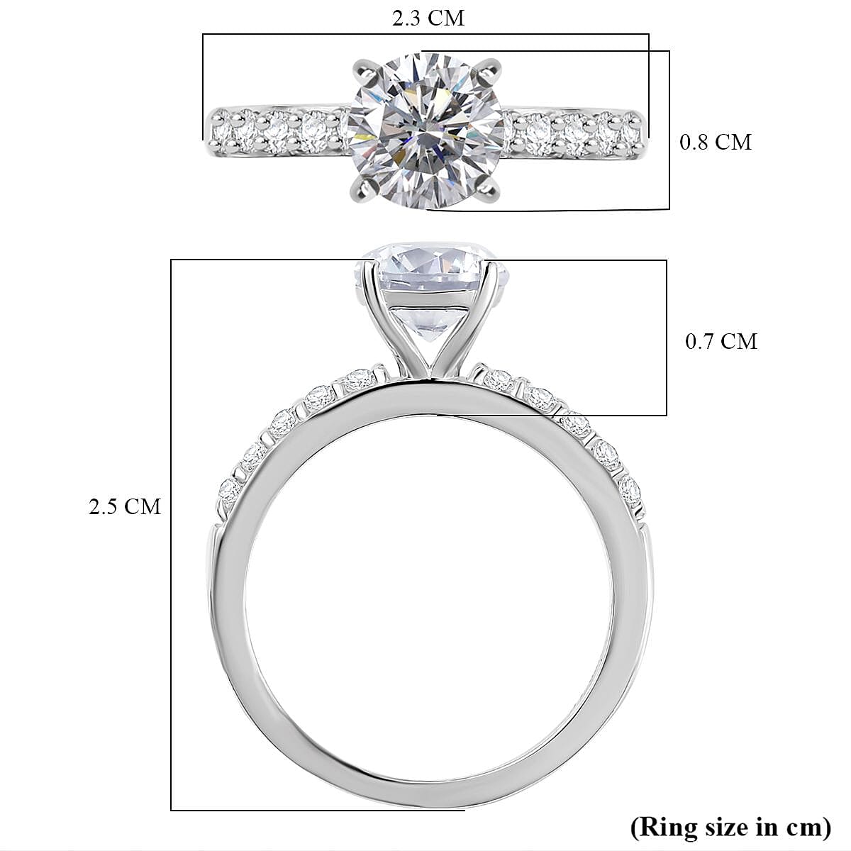 Swarovski Zirconia Solitaire Ring in Rhodium Overlay Sterling Silver  2.86 Ct.