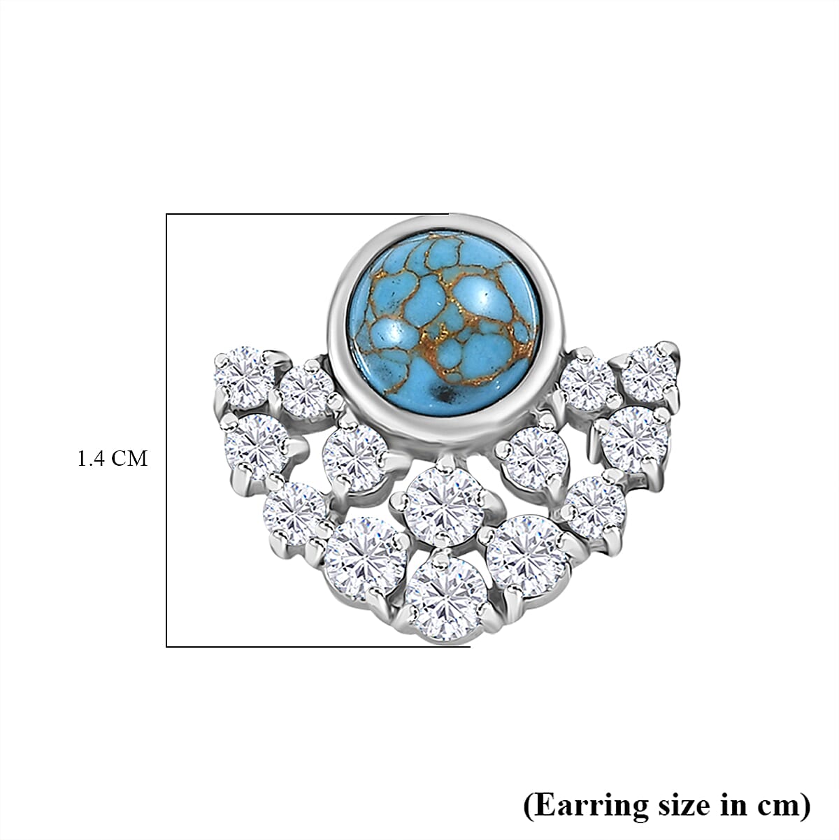 Tucson Find- Blue Turquoise & White Zircon Stud Push Back Earring 3.55 Ct. Tucson Find- Blue Turquoise & White Zircon Stud Push Back Earring 3.55 Ct.