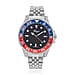 GENOA TIME V2 Miyota 2035 Japan Movt. 3ATM Water Resistant Black Dial Mens Watch with Silver Colour Stainless Steel Strap and Black-Blue Bezel