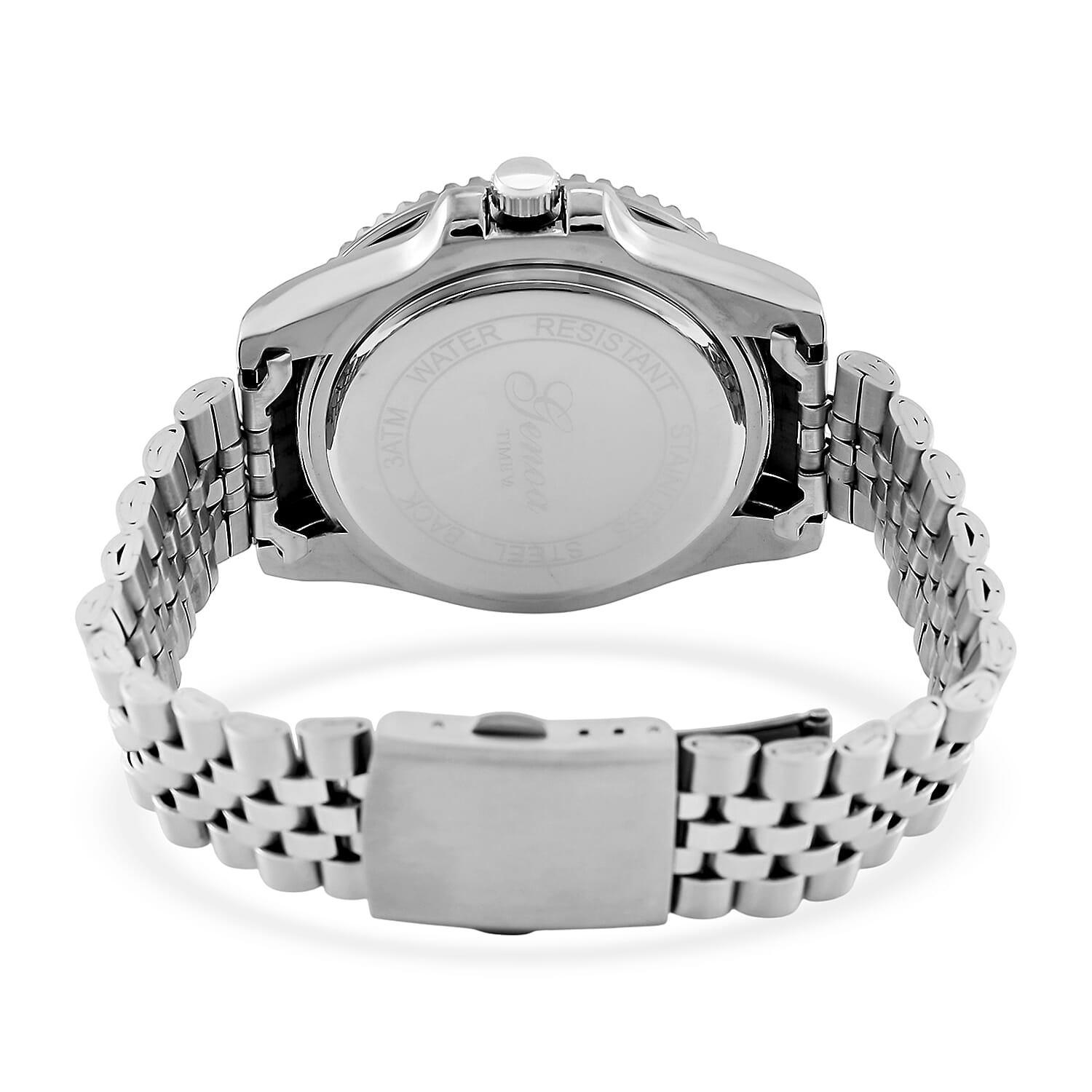 GENOA TIME V2 Miyota 2035 Japan Movt. 3ATM Water Resistant Pepsi Bezel Black Dial Mens Watch with Silver Colour Stainless Steel Strap