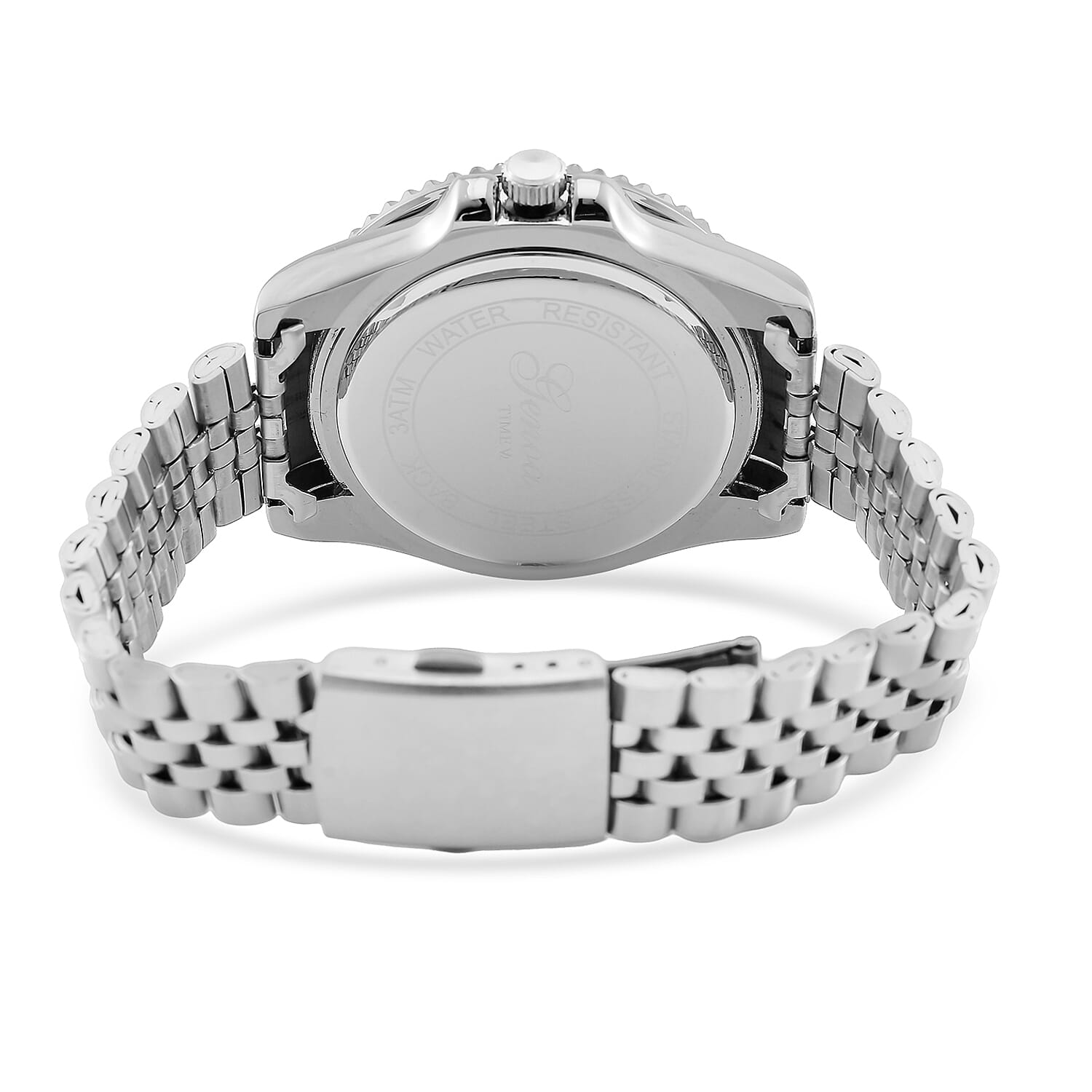 GENOA TIME V2 Miyota 2035 Japan Movt. 3ATM Water Resistant Black Dial Mens Watch with Silver Colour Stainless Steel Strap and Green-Blue Bezel