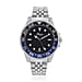 GENOA TIME V2 Miyota 2035 Japan Movt. 3ATM Water Resistant Black Dial Mens Watch with Silver Colour Stainless Steel Strap and Black-Blue Bezel