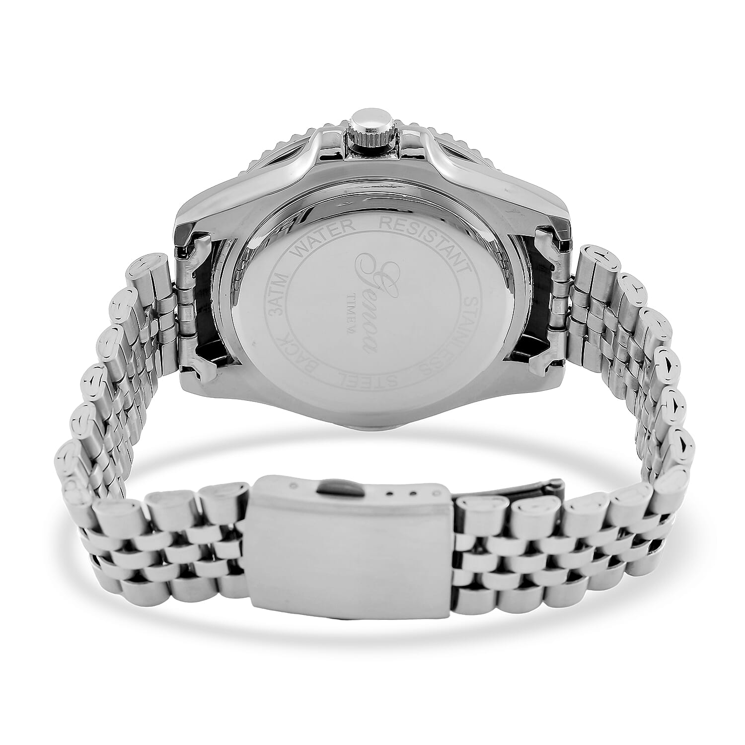 GENOA TIME V2 Miyota 2035 Japan Movt. 3ATM Water Resistant Black Dial Mens Watch with Silver Colour Stainless Steel Strap and Silver Bezel