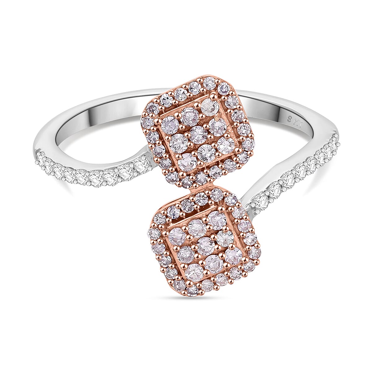 Designer Inspired Close Out - 9K Rose Gold SGL Certified Natural Pink Diamond & White Diamond (I3) Ring 0.52 Ct.
