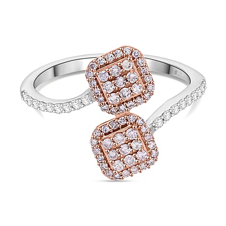 Designer Inspired Close Out - 9K Rose Gold SGL Certified Natural Pink Diamond & White Diamond (I3) Ring 0.52 Ct.