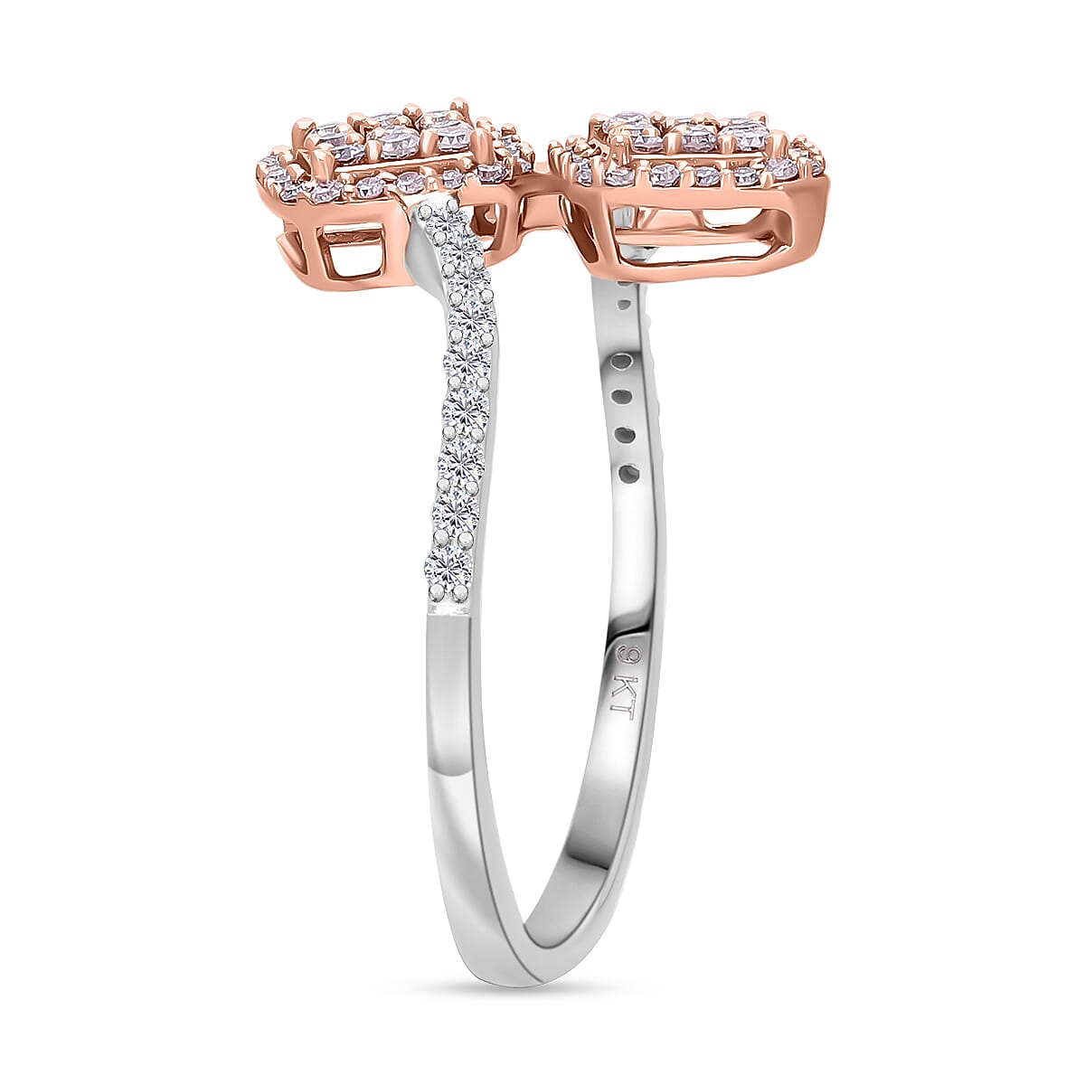Designer Inspired Close Out - 9K Rose Gold SGL Certified Natural Pink Diamond & White Diamond (I3) Ring 0.52 Ct.