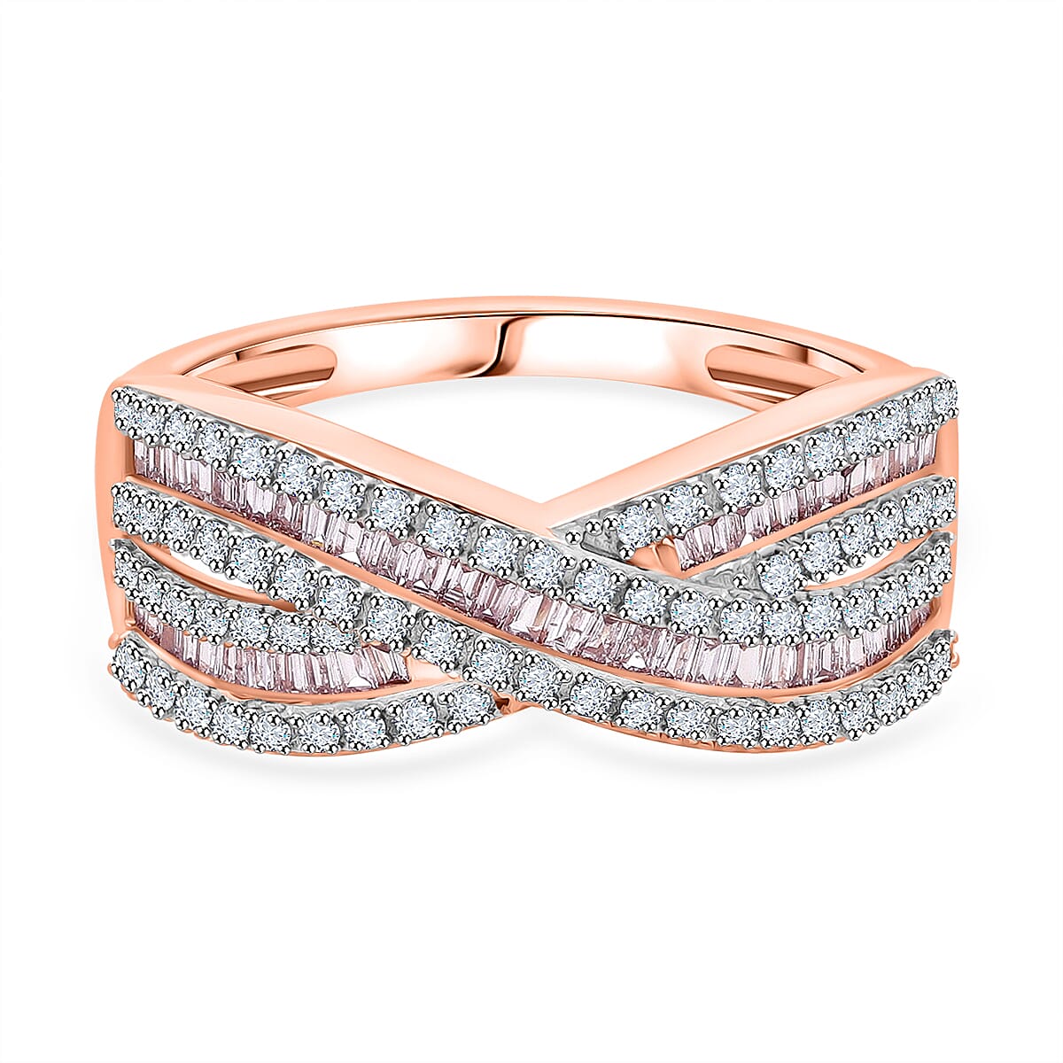 9K Rose Gold SGL Certified Pink Diamond and White Diamond Ring 0.50 Ct.
