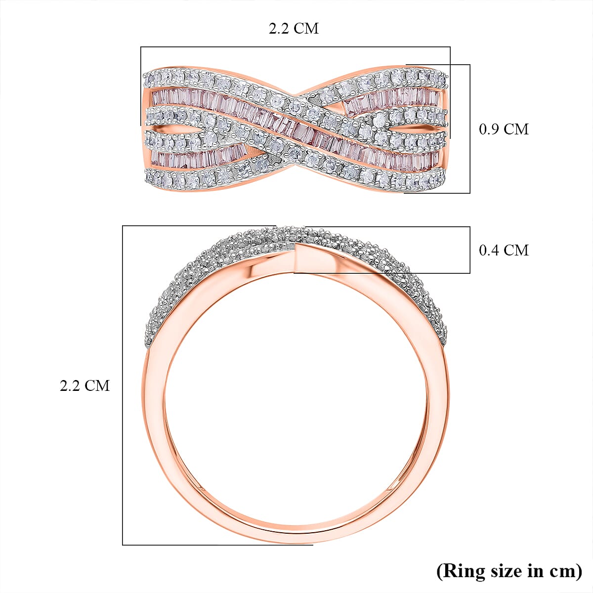 9K Rose Gold SGL Certified Pink Diamond and White Diamond Ring 0.50 Ct.