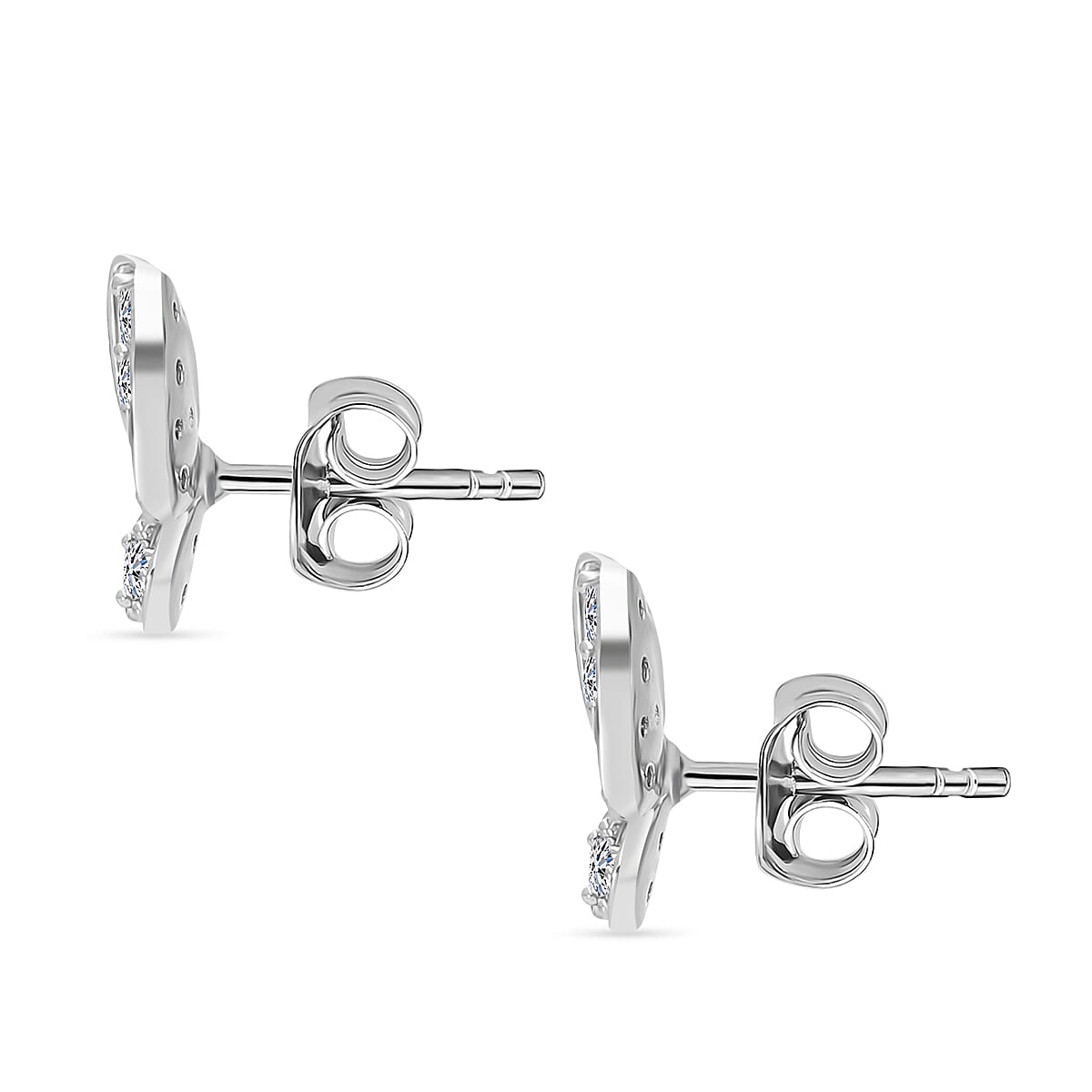 Luxuriant Lab Grown Diamond Butterfly SI-GH Stud Push Back Earrings in Rhodium Overlay Sterling Silver 0.50 Ct.