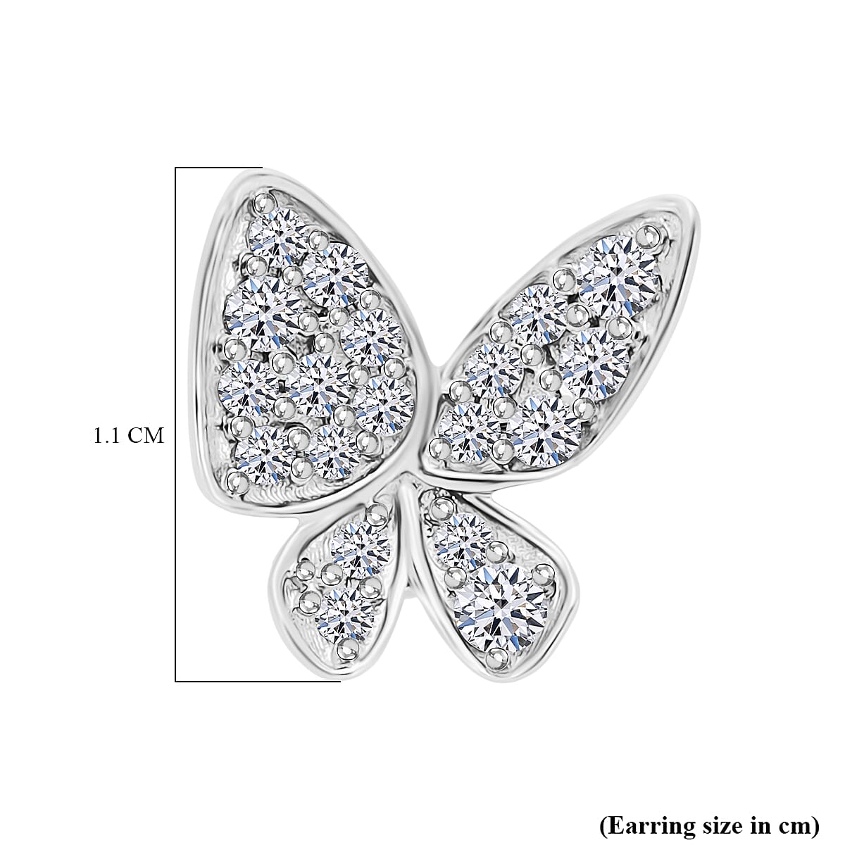 Luxuriant Lab Grown Diamond Butterfly SI-GH Stud Push Back Earrings in Rhodium Overlay Sterling Silver 0.50 Ct.