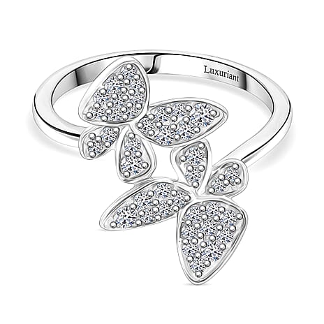 Luxuriant Diamond Lab Grown Diamond Ring in Rhodium Overlay Sterling Silver 0.50 Ct.