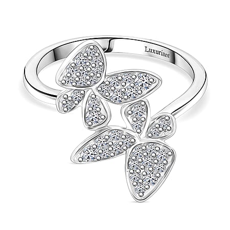 LUXURIANT Lab Grown Diamond Ring in Rhodium Overlay Sterling Silver 0.50 Ct. LUXURIANT Lab Grown Diamond Ring in Rhodium Overlay Sterling Silver 0.50 Ct.