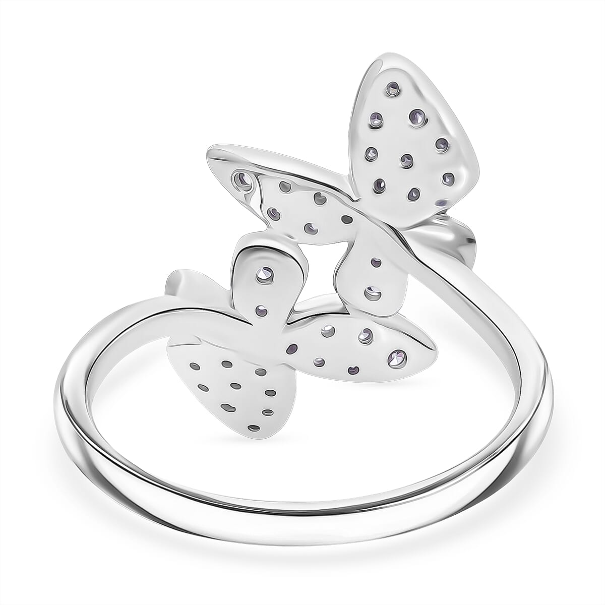 Luxuriant Diamond Lab Grown Diamond Ring in Rhodium Overlay Sterling Silver 0.50 Ct.