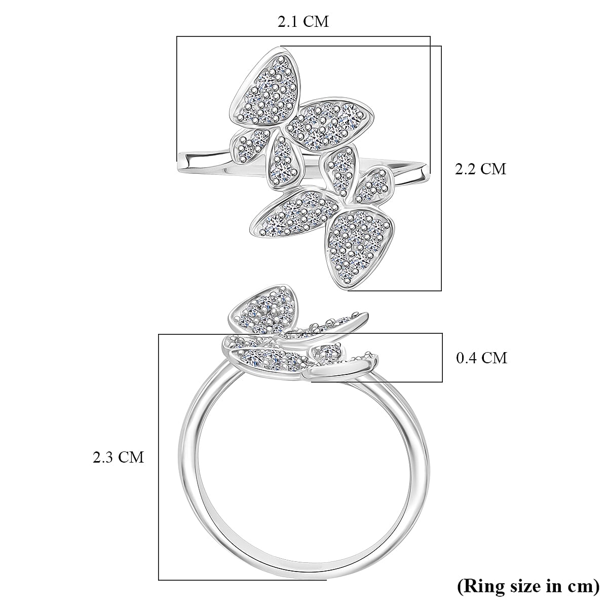 Luxuriant Diamond Lab Grown Diamond Ring in Rhodium Overlay Sterling Silver 0.50 Ct.