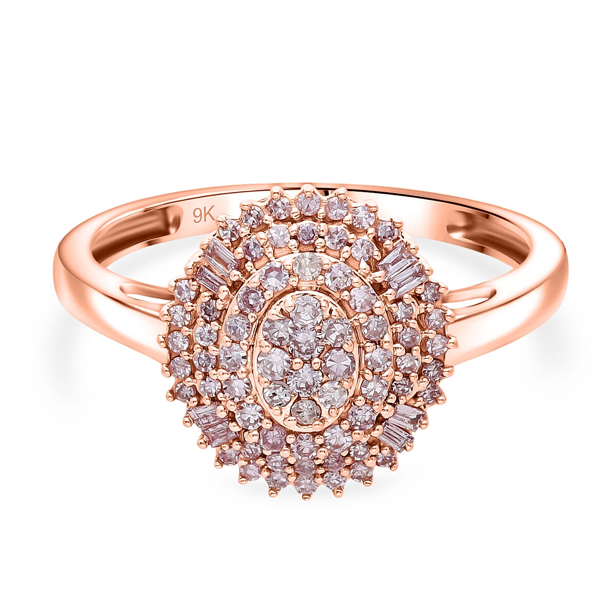 9K Rose Gold I3 Pink Diamond Ring 0.50 Ct.