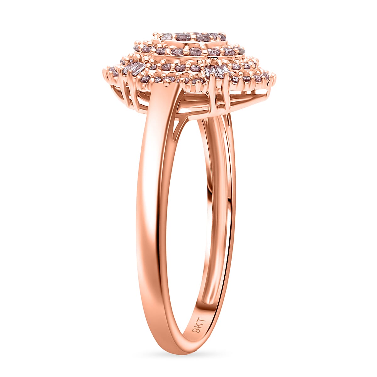 9K Rose Gold I3 Pink Diamond Ring 0.50 Ct.