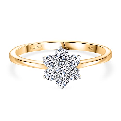 Luxuriant Diamond 9K Yellow Gold (SI-GH) Lab Grown Diamond Floral Ring
