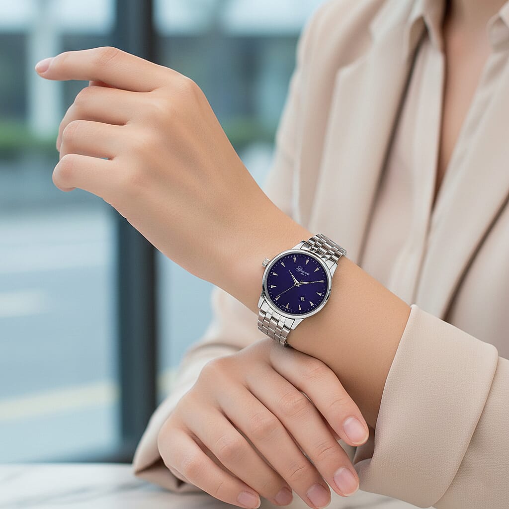 CLASSIC GENOA TIME V2 Miyota GM12 Japan Movt. 3ATM Water Resistant Blue Dial Watch with Silver Colour Stainless Steel Strap