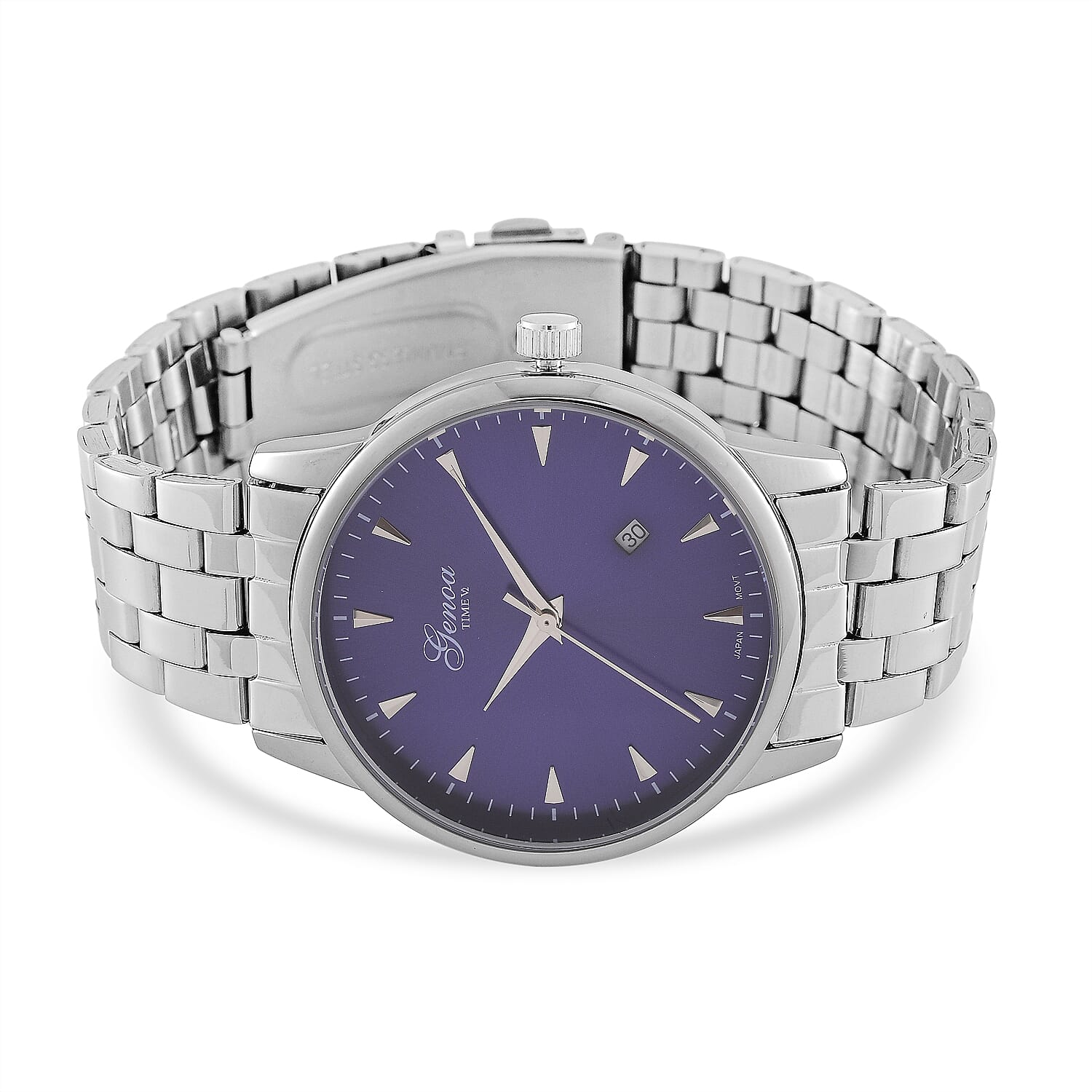 CLASSIC GENOA TIME V2 Miyota GM12 Japan Movt. 3ATM Water Resistant Blue Dial Watch with Silver Colour Stainless Steel Strap