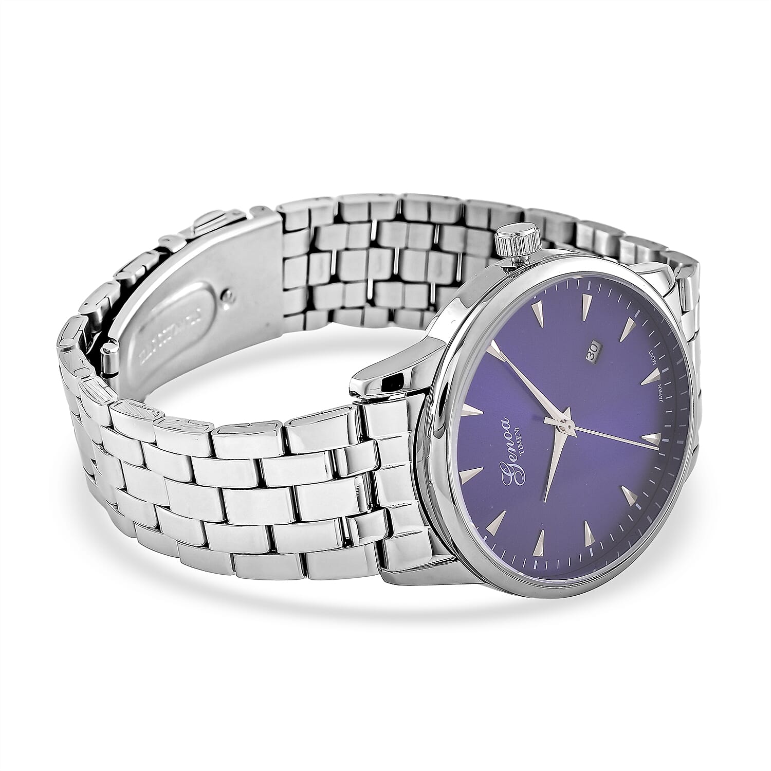 CLASSIC GENOA TIME V2 Miyota GM12 Japan Movt. 3ATM Water Resistant Blue Dial Watch with Silver Colour Stainless Steel Strap