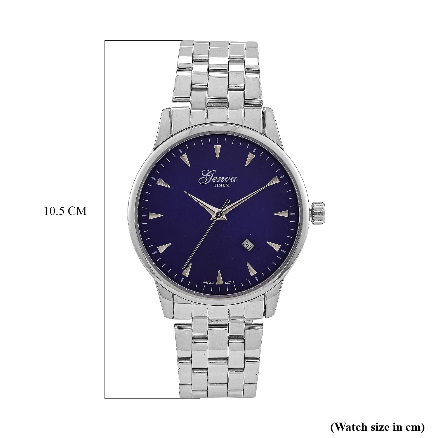 CLASSIC GENOA TIME V2 Miyota GM12 Japan Movt. 3ATM Water Resistant Blue Dial Watch with Silver Colour Stainless Steel Strap
