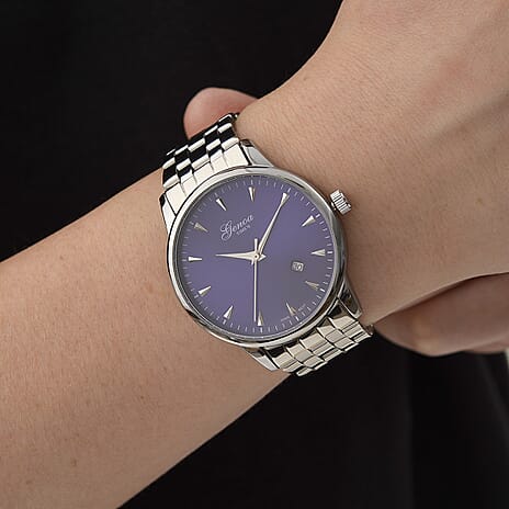 CLASSIC GENOA TIME V2 Miyota GM12 Japan Movt. 3ATM Water Resistant Blue Dial Watch with Silver Colour Stainless Steel Strap