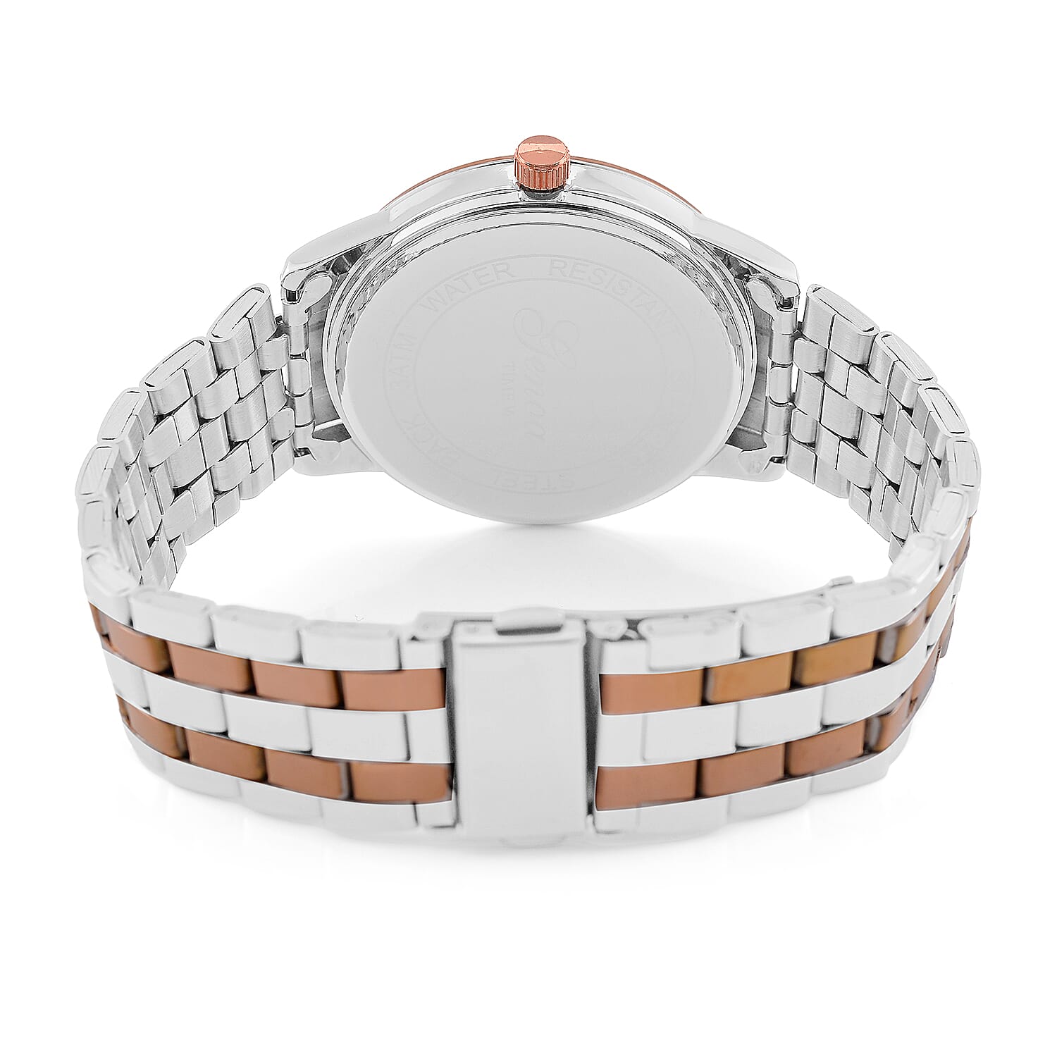 CLASSIC GENOA TIME V2 Miyota GM12 Japan Movt. 3ATM Water Resistant White Dial Watch with Two-Tone Stainless Steel Strap