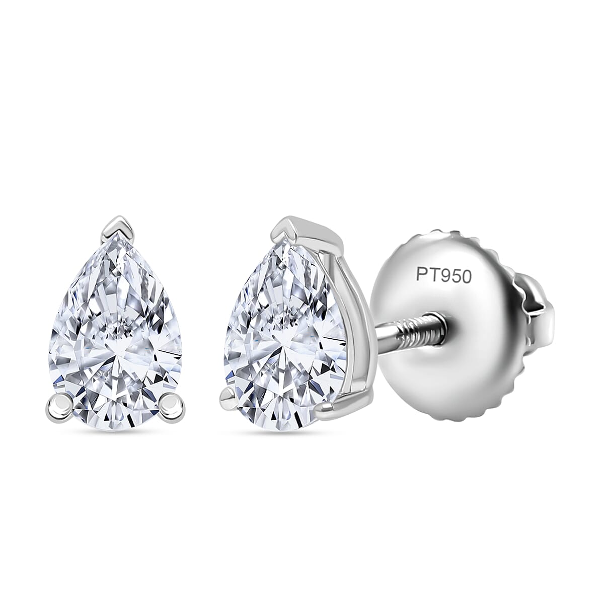 Luxuriant Diamond 950 Platinum SGL Certified Pear Cut Lab Grown Diamond Stud Earrings