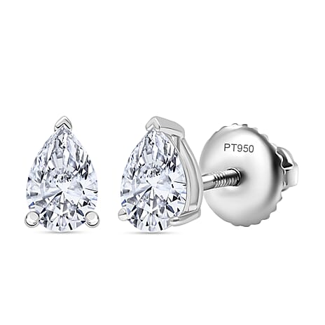 Luxuriant Diamond 950 Platinum SGL Certified Pear Cut Lab Grown Diamond Stud Earrings