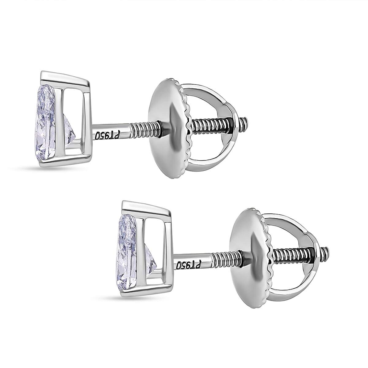 Luxuriant Diamond 950 Platinum SGL Certified Pear Cut Lab Grown Diamond Stud Earrings