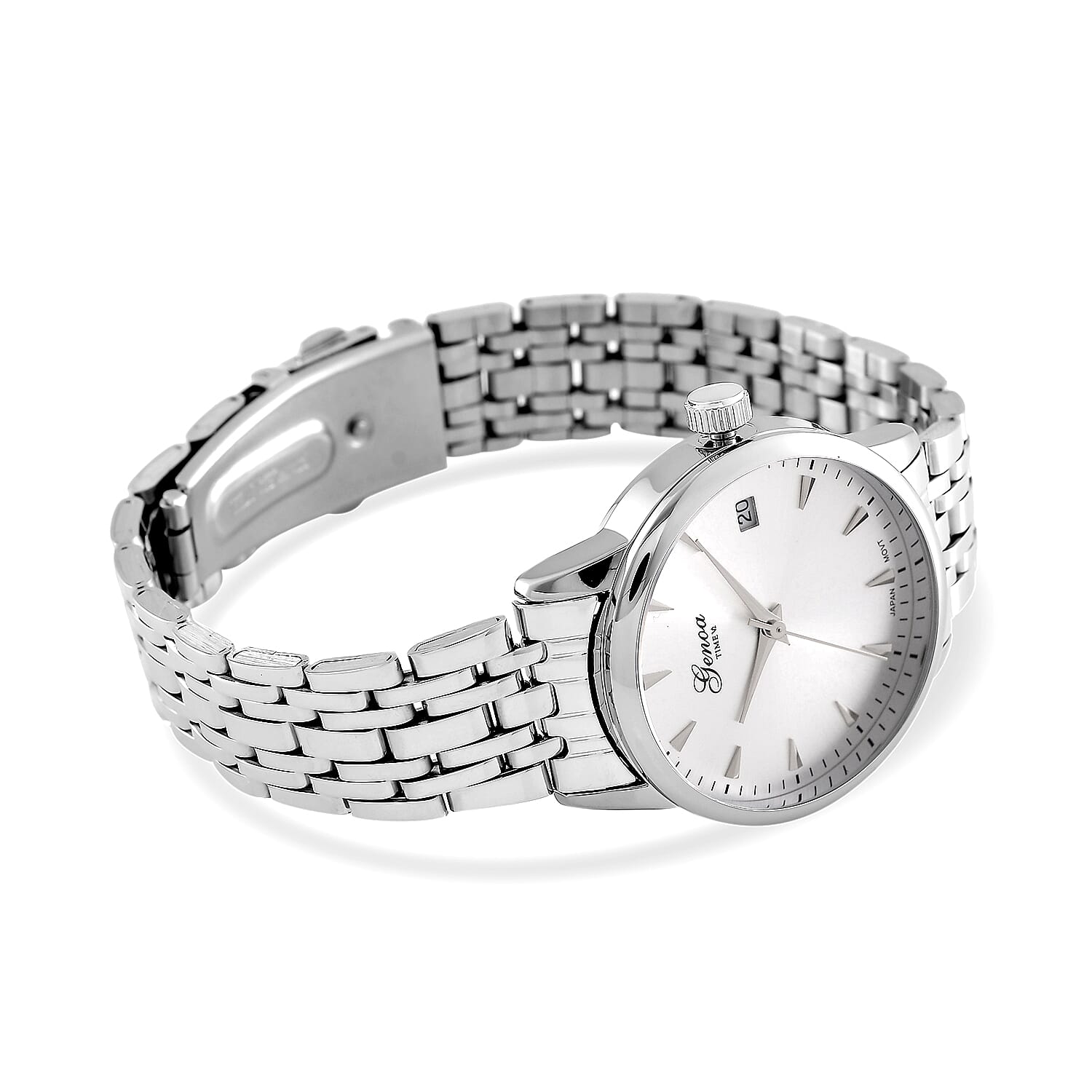 GENOA TIME V2 Miyota GM12 Japan Movt. 3ATM Water Resistant White Dial Mens Watch with Silver Colour Stainless Steel Strap