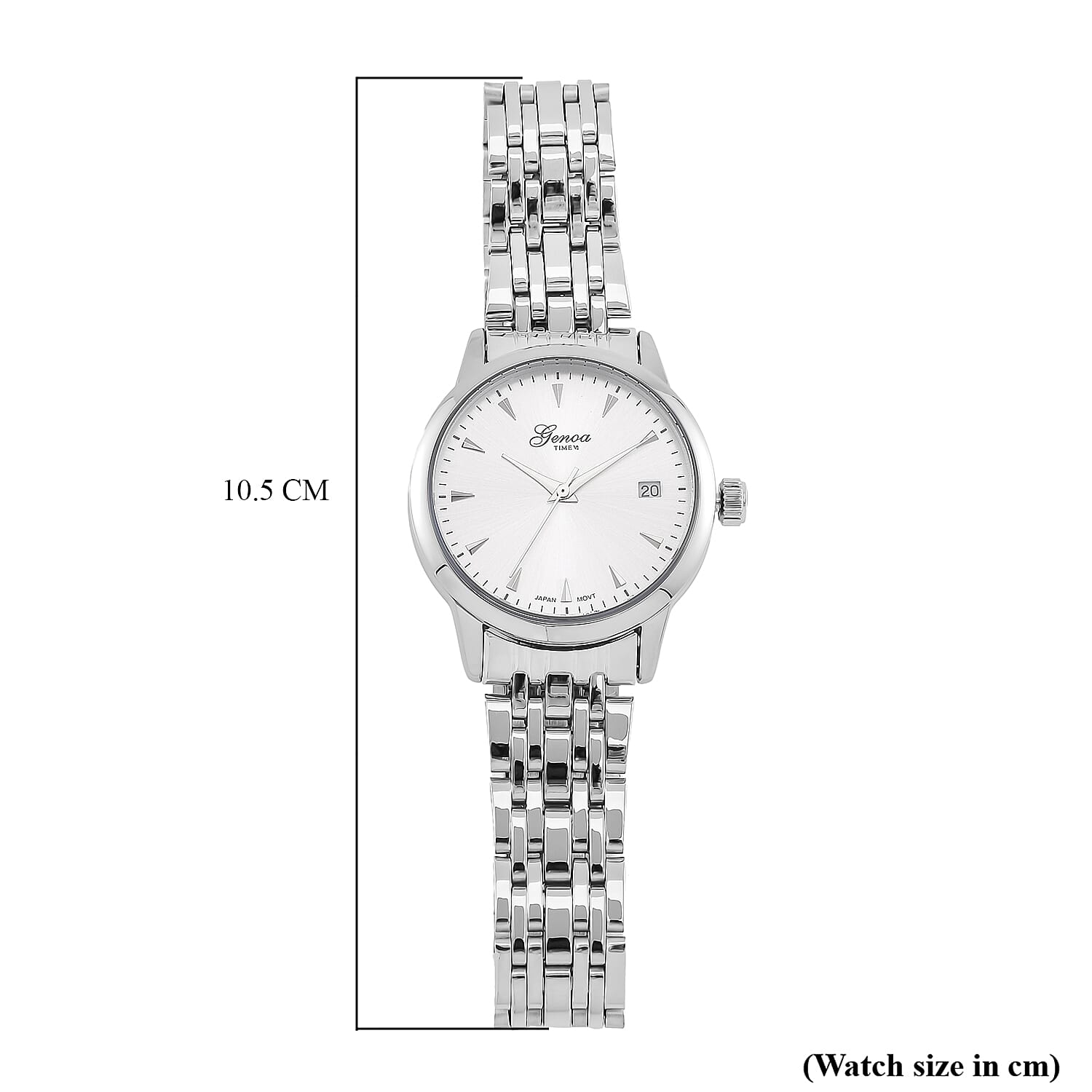 GENOA TIME V2 Miyota GM12 Japan Movt. 3ATM Water Resistant White Dial Mens Watch with Silver Colour Stainless Steel Strap